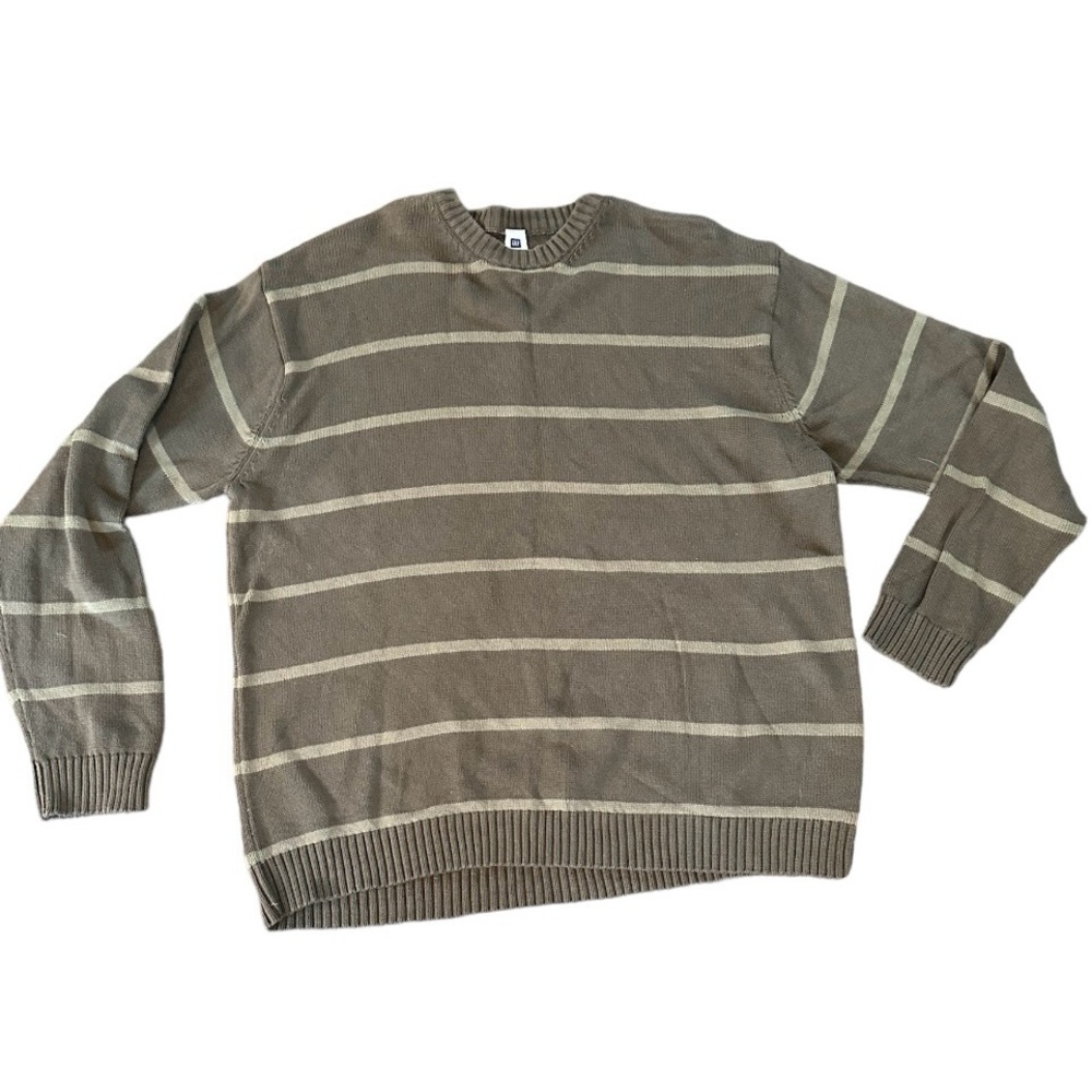 Gap Factory Striped Sweater Pullover Olive Sage Green Crewneck  XXL 2XL Mens